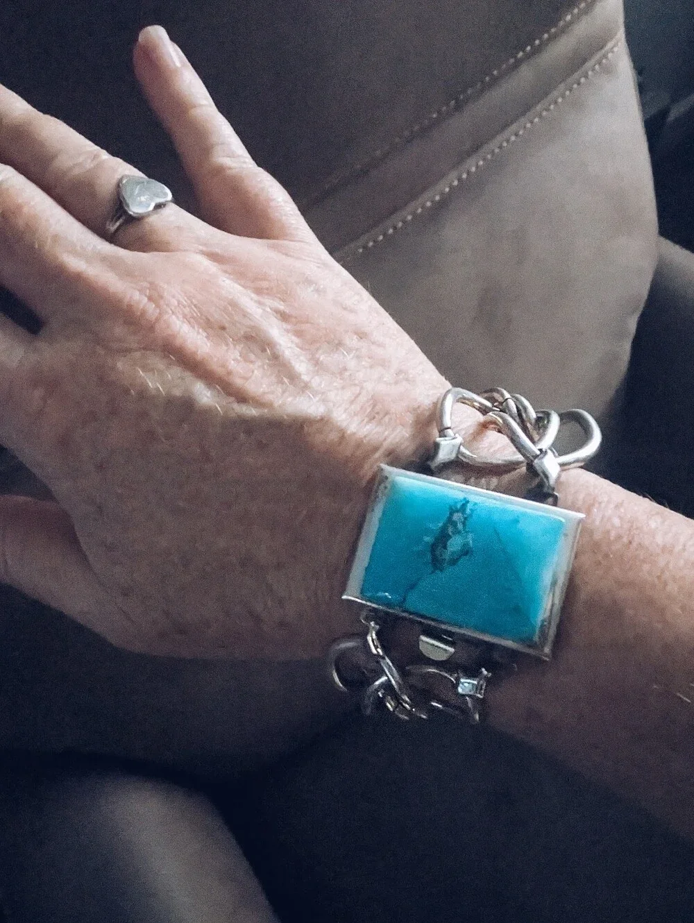 Sterling Silver Vintage Bracelet with Turquoise Stone